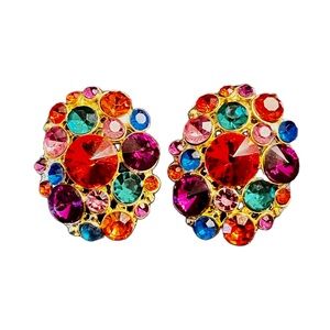Colorful Gemstone Cluster Earrings